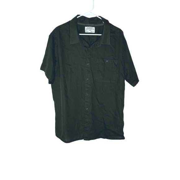REI Co-op Short Sleeve Hemp Blend Button Front Shirt Men's Size XL Dark Green - Picture 1 of 5